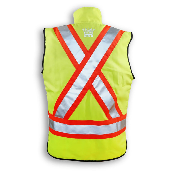 Big K Clothing® High Visibility Quilted Poly/Cotton Supervisor Safety Vest - Lime Green - BK222LM-Q