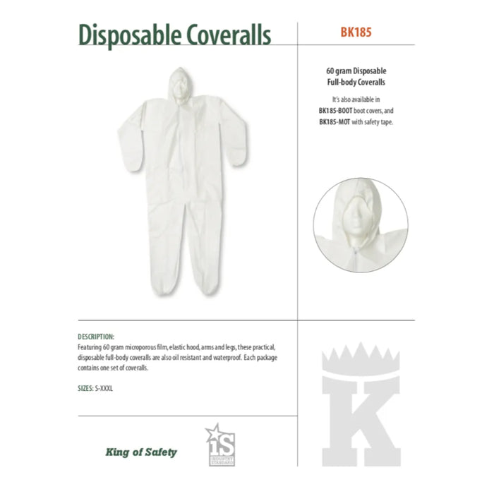 Big K Clothing® 60 Gram Disposable Full body Coveralls - BK185