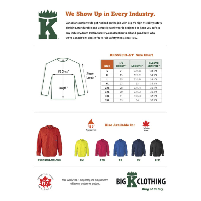 Big K Clothing® 7oz Indura Ultrasoft Classic FR Work Shirt - BK555FRI-NT