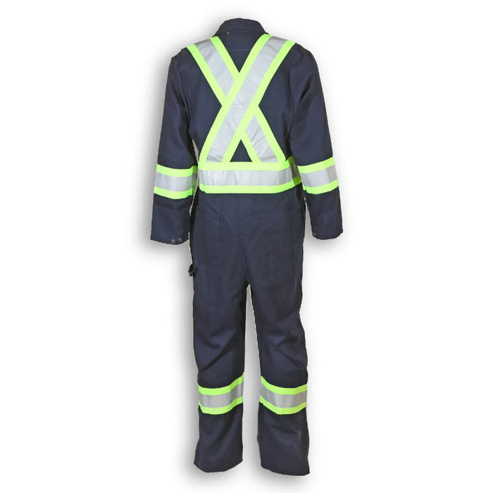 Big K Clothing® Hi Vis 100% Cotton Traffic Safety Coverall - Navy Blue - BK1804SP