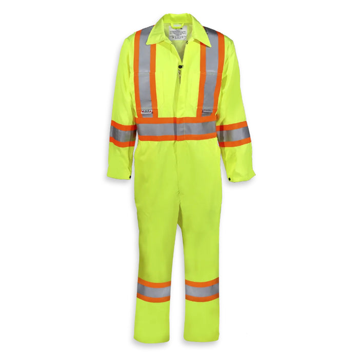 Big K Clothing® Hi Vis Poly/Cotton Safety Coverall - Yellow Lime - BK1400