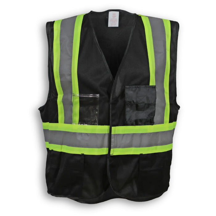 Big K Clothing® High Visibility 100% Polyester Adjustable Safety Vest - Black - BK206