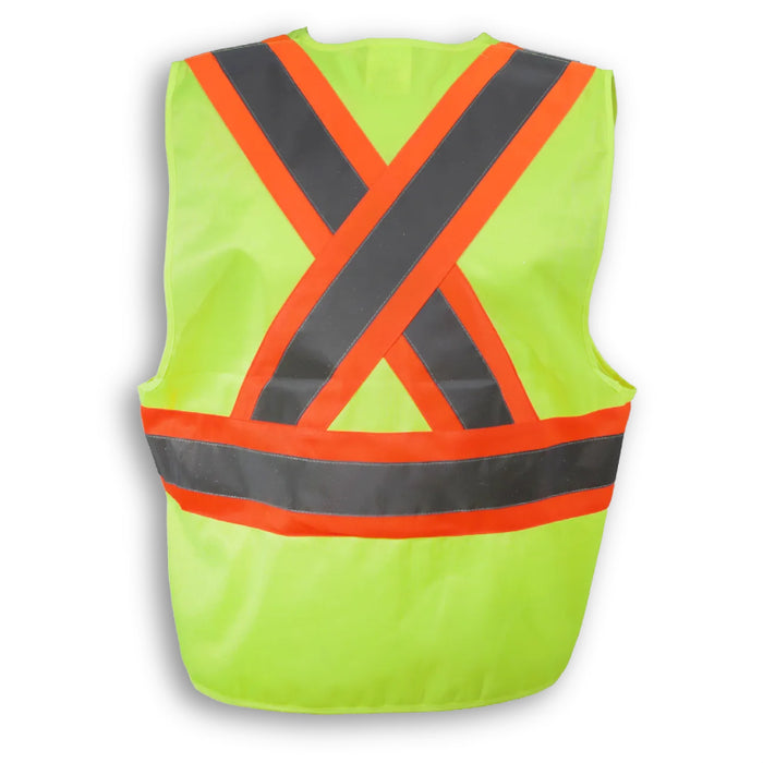 Big K Clothing® High Visibility 100% Polyester Zipper Front Safety Vest - Yellow Lime - BK204ZIP