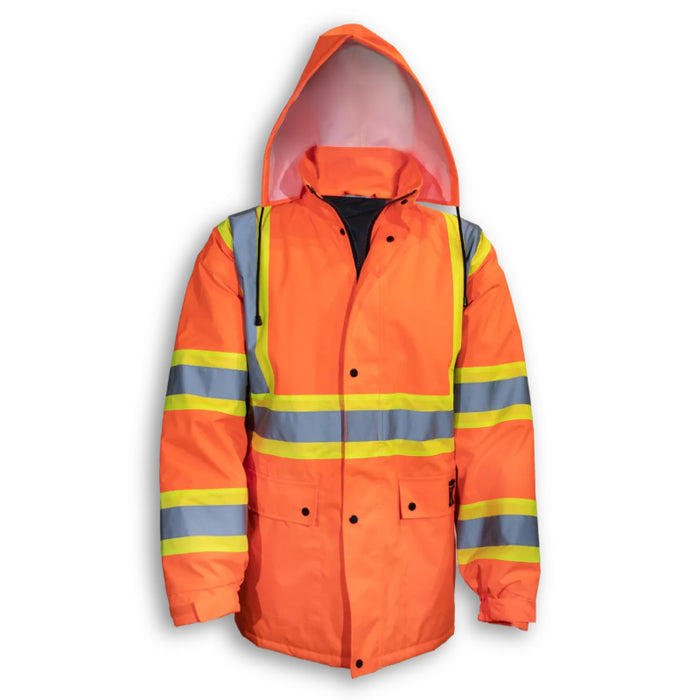 Big K Clothing® High Visibility 300 Denier Polyester Quilted Safety Rain Jacket - BK802ORGQ
