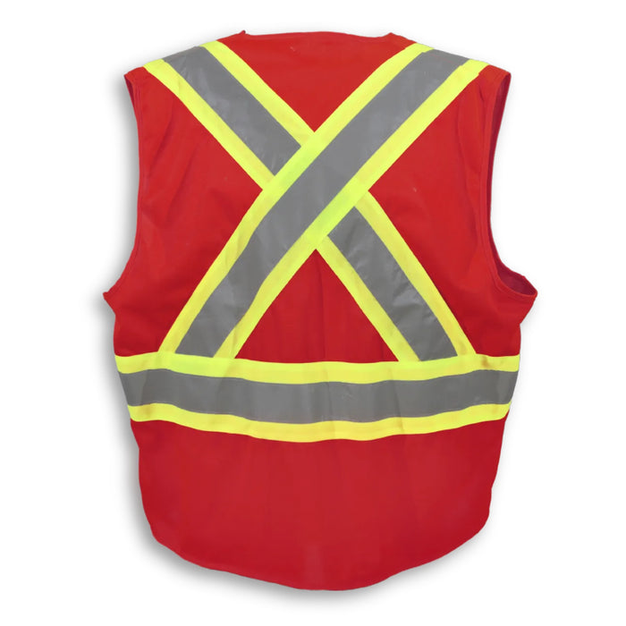 Big K Clothing® High Visibility 100% Polyester Zipper Front Safety Vest - Red - BK209ZIP