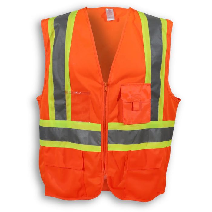 Big K Clothing® High Visibility 100% Polyester Zipper Front Safety Vest - Orange - BK205ZIP