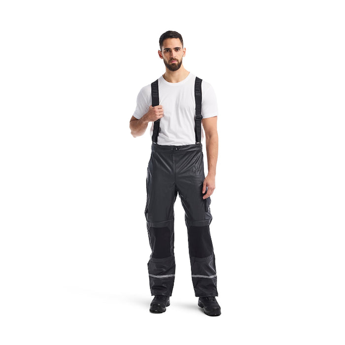 Blaklader® Rain Bib Pants with Reflective Details - Black - 1387