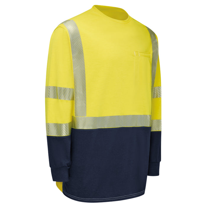 Bulwark® FR Hi-Visibility Lightweight Colorblock Long Sleeve T-Shirt - SMB2