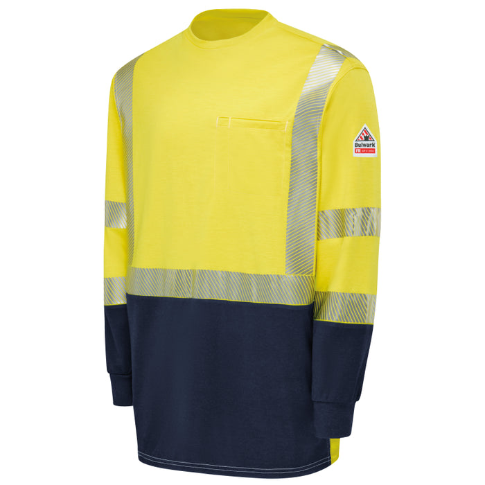 Bulwark® FR Hi-Visibility Lightweight Colorblock Long Sleeve T-Shirt - SMB2