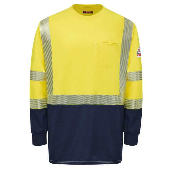 Bulwark® FR Hi-Visibility Lightweight Colorblock Long Sleeve T-Shirt - SMB2