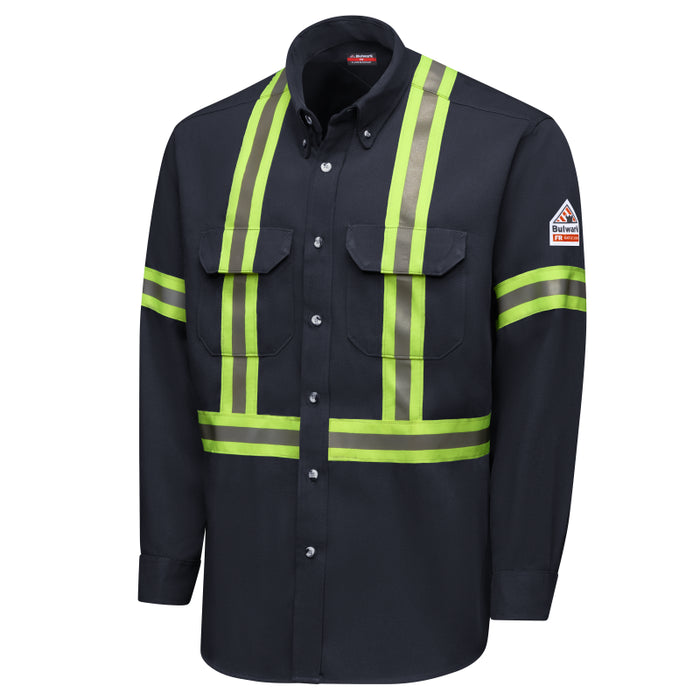 Bulwark® Men's Dress Uniform Shirt with Reflective Trim - SMUCNV