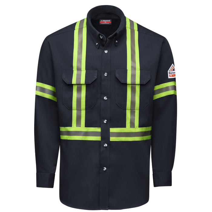 Bulwark® Men's Dress Uniform Shirt with Reflective Trim - SMUCNV