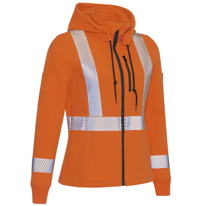 Bulwark® Women's Full Zip Fleece Jacket With Reflective Trim And Detachable Hood - Orange - SEZ7