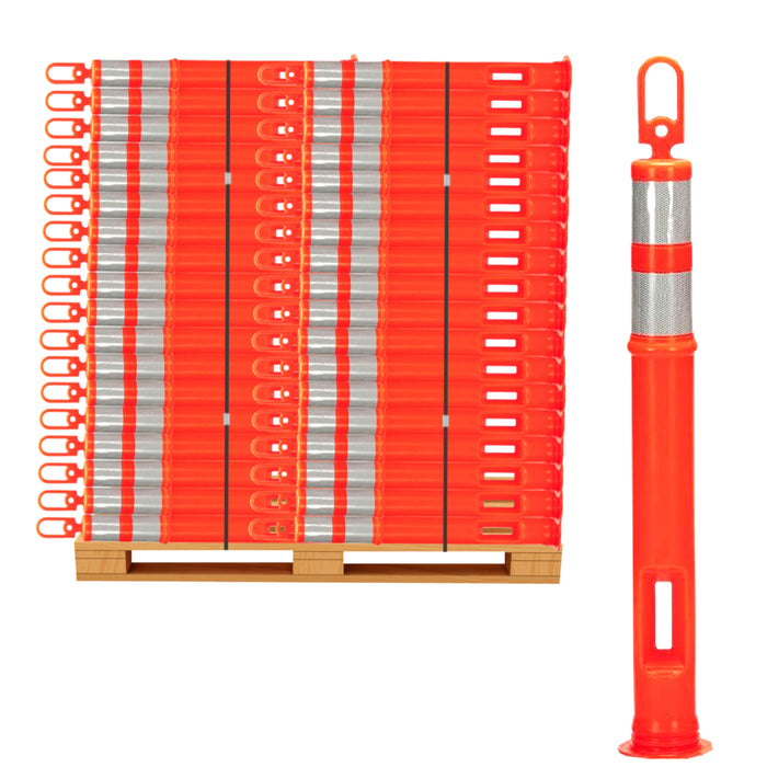 45" Traffic Safety Delineator Post - 3M Reflective Collars - Orange - No Base - Bulk Pallet