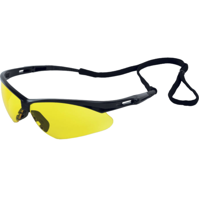 Delta Plus® OCTANE Wraparound Safety Glasses - Amber Lens - Black Temples - WEL15328BKAM