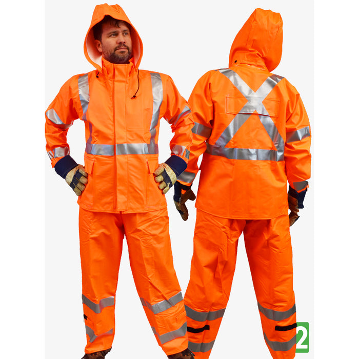 IFR Workwear® Flex Arc Polyurethane Cotton Rain Jacket - Reflective Trim - Style 7215SJ - Orange