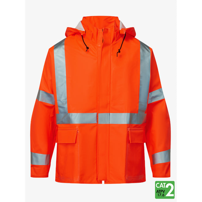 IFR Workwear® Flex Arc Polyurethane Cotton Rain Jacket - Reflective Trim - Style 7215SJ - Orange