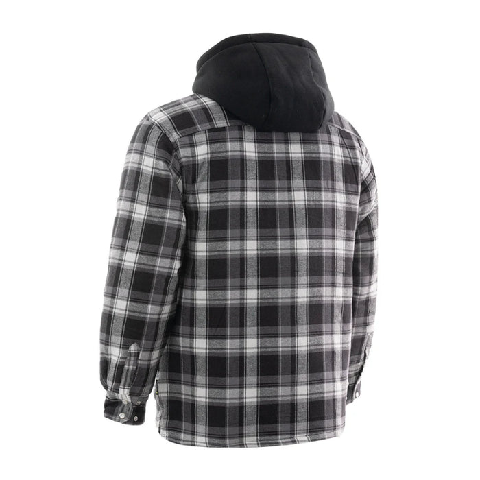 Forcefield® Gray Hooded Plaid Quilt-Lined Flannel Shirt Jacket - LC696QH-BW