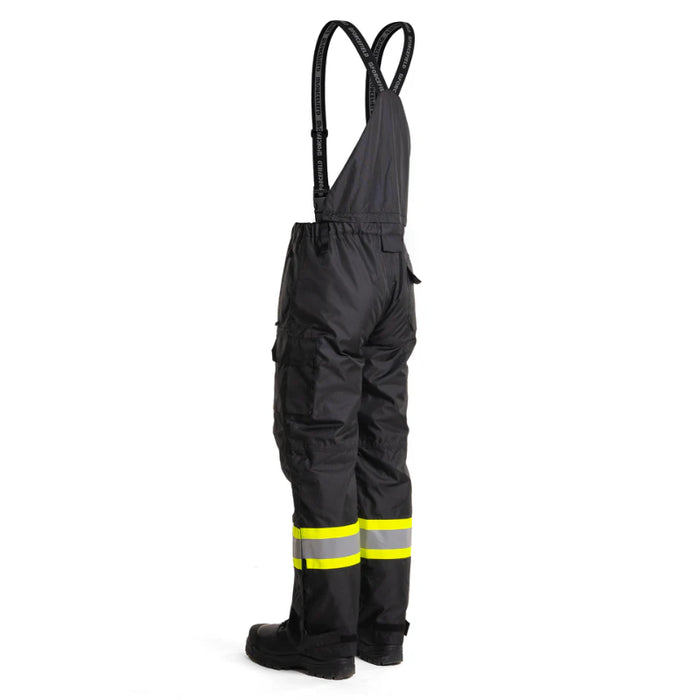 Forcefield® Hi-Vis Black Flame-Resistant (FR) Ripstop Medium Weight Lined Bib Pants - FR235-MW-BK