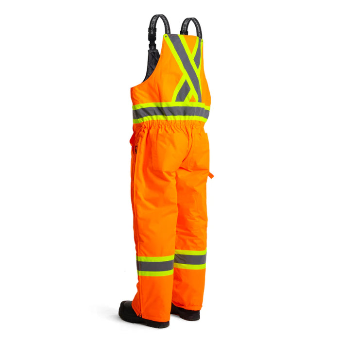 Forcefield® Hi-Vis Orange Flame-Resistant (FR) Ripstop Heavy Weight Lined Safety Bib Pants - FR835