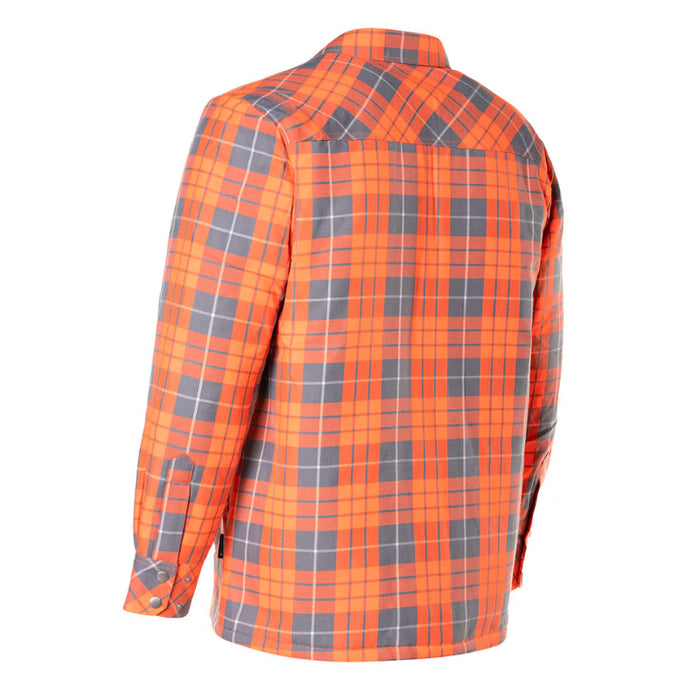 Forcefield® Hi Vis Orange Plaid Quilted Flannel Shirt Jacket with Front Zip - 024-LC53QFZHT-HVO