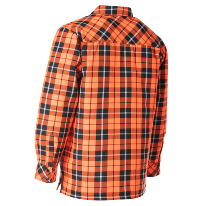 Forcefield® Hi Vis Orange Tartan Plaid Quilted Flannel Shirt Jacket with Front Zip - LC53QF-HOP