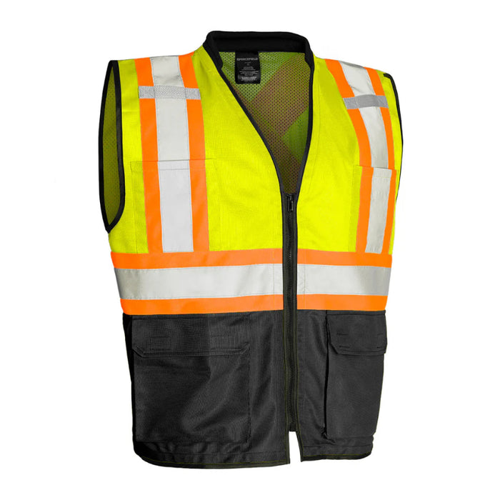 Forcefield® Hi Vis Tricot Polyester Traffic Safety Vest with Zipper Front - TV188