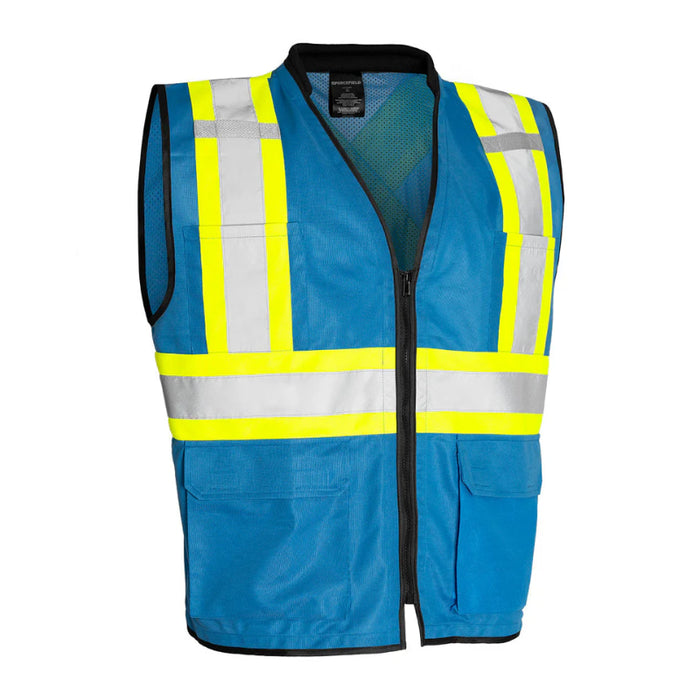 Forcefield® Hi Vis Tricot Polyester Traffic Safety Vest with Zipper Front - TV188
