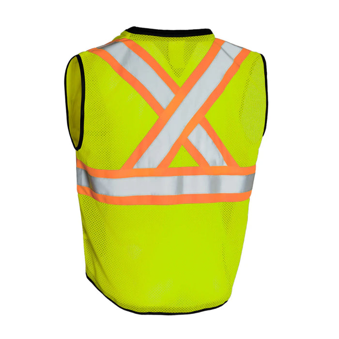 Forcefield® Hi Vis Tricot Polyester Traffic Safety Vest with Zipper Front - TV188