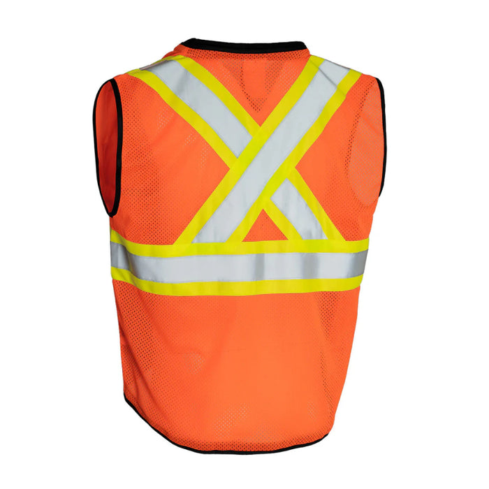 Forcefield® Hi Vis Tricot Polyester Traffic Safety Vest with Zipper Front - TV188