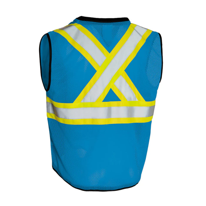 Forcefield® Hi Vis Tricot Polyester Traffic Safety Vest with Zipper Front - TV188