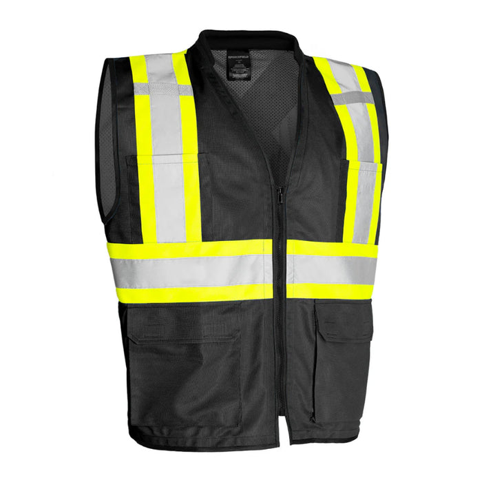Forcefield® Hi Vis Tricot Polyester Traffic Safety Vest with Zipper Front - TV188