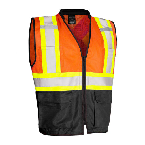Forcefield® Hi Vis Tricot Polyester Traffic Safety Vest with Zipper Front - TV188
