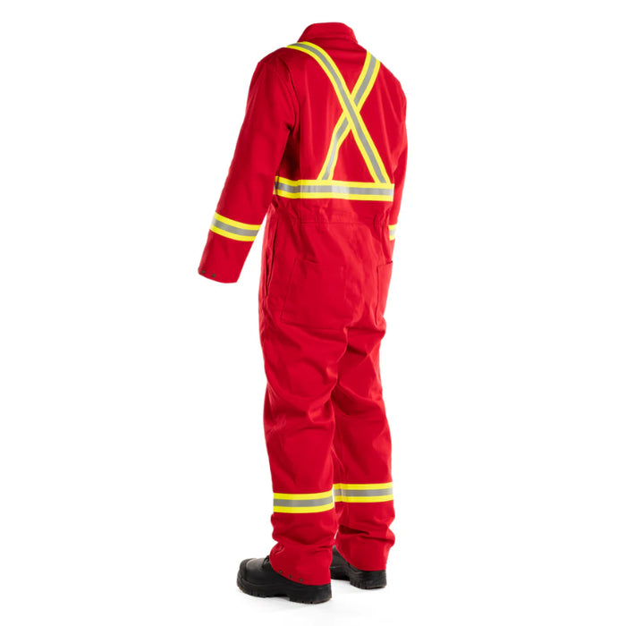 Forcefield® Red FR Treated 100% Cotton Coverall with Reflective Tape - FRCRD