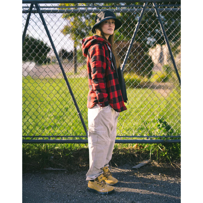 Forcefield® Women's Hooded Sherpa-Lined Buffalo Plaid Flannel Shirt jacket - WLC38QHSZ-BP