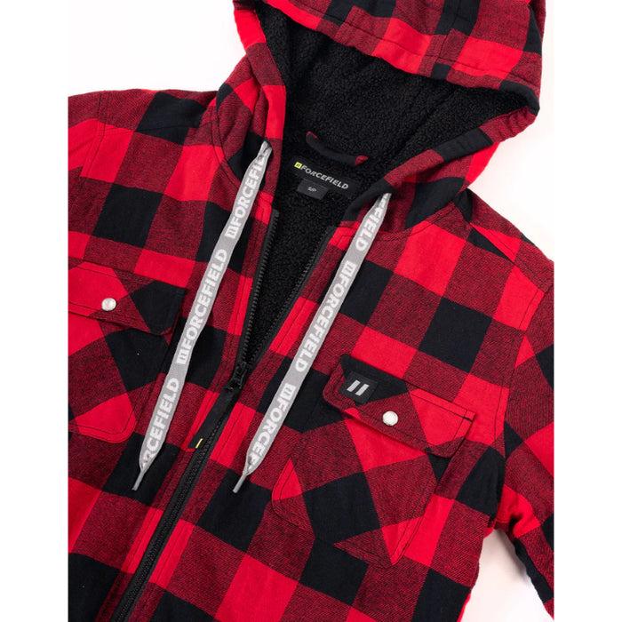 Forcefield® Women's Hooded Sherpa-Lined Buffalo Plaid Flannel Shirt jacket - WLC38QHSZ-BP