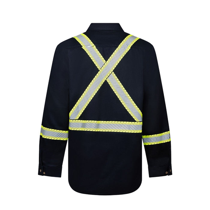 IFR Workwear® FR Avenger 7 oz Deluxe Segmented Striped Work Shirt - Navy - 652