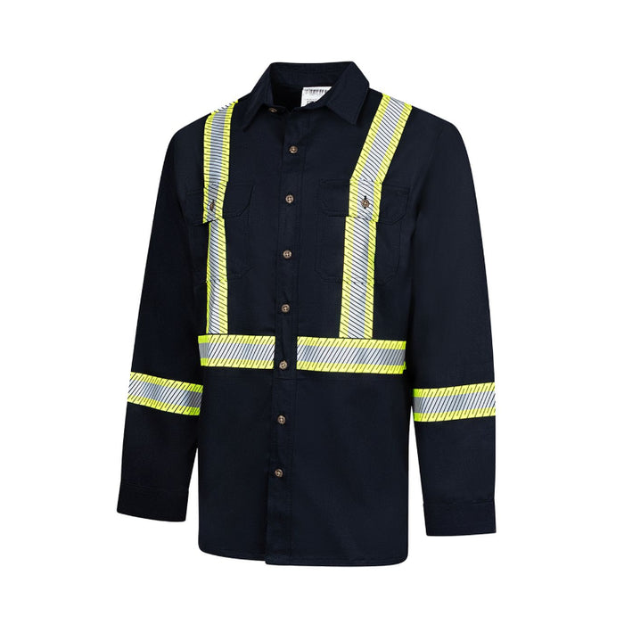 IFR Workwear® FR Avenger 7 oz Deluxe Segmented Striped Work Shirt - Navy - 652