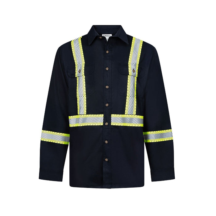 IFR Workwear® FR Avenger 7 oz Deluxe Segmented Striped Work Shirt - Navy - 652
