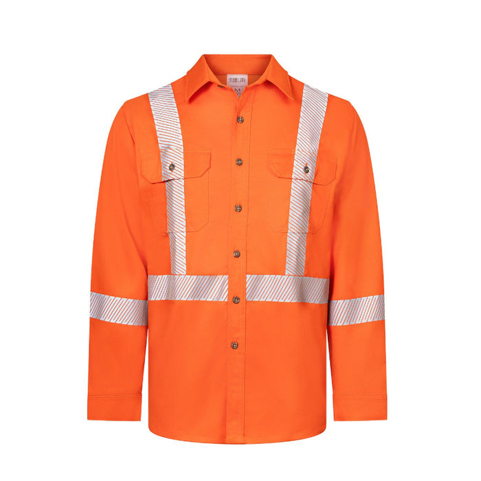 IFR Workwear® FR Avenger 7 oz Deluxe Segmented Striped Hi Vis Shirt - Orange - 652