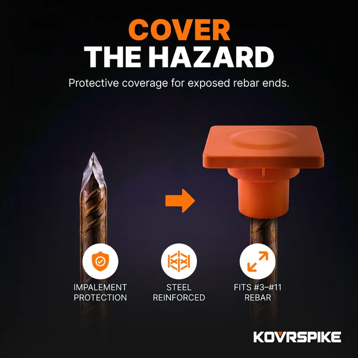 KOVRSPIKE Protective Safety Cap For Exposed Rebar - #3 to #11