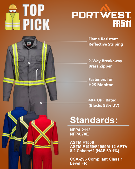 PORTWEST® Bizflame X Back 2” Iona Xtra FR Coverall - FR511
