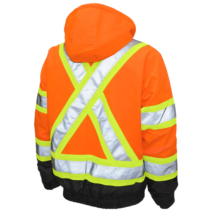 Tough Duck Poly Oxford 3-In-1 Hi-Vis Safety Bomber Jacket with Fleece Liner - S413