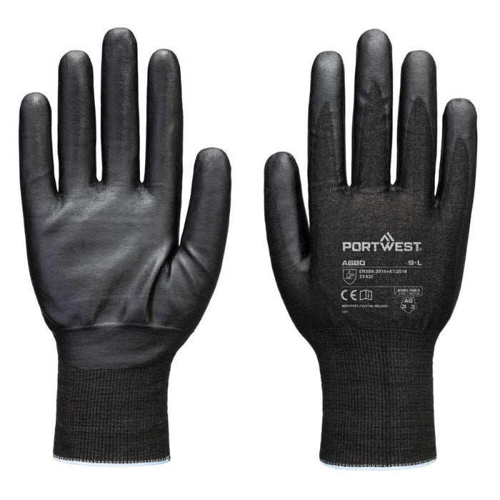 Portwest® Cut F21 Nitrile Tungsten A9 Safety Glove - Black - A680