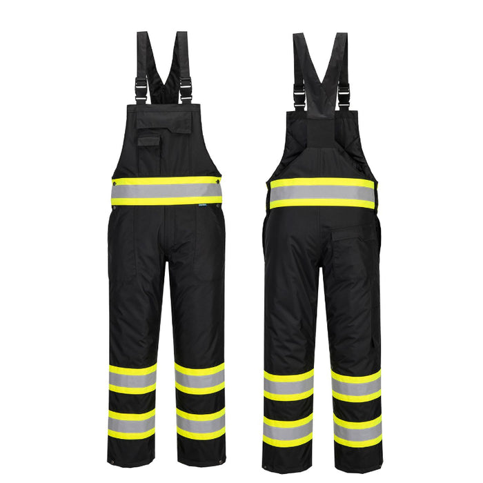 Portwest® Hi Vis Lona Contrast Tape Winter Bib & Brace - Black - CB489