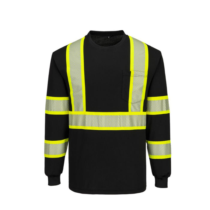 Portwest® Iona Segmented Tape Long Sleeve Safety T-Shirt L/S - Black - CB113