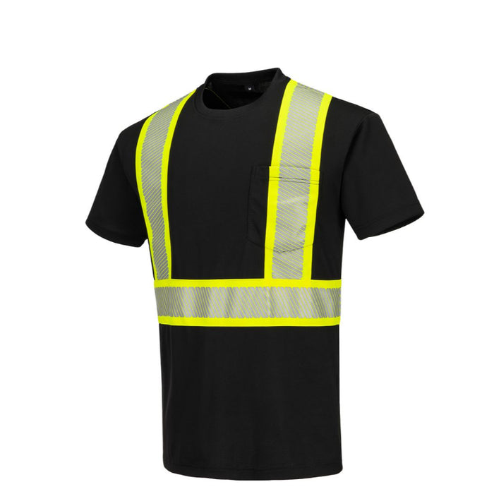 Portwest® Iona Segmented Tape Safety T-Shirt S/S - Black - CB112