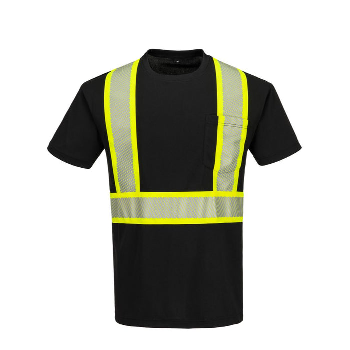 Portwest® Iona Segmented Tape Safety T-Shirt S/S - Black - CB112