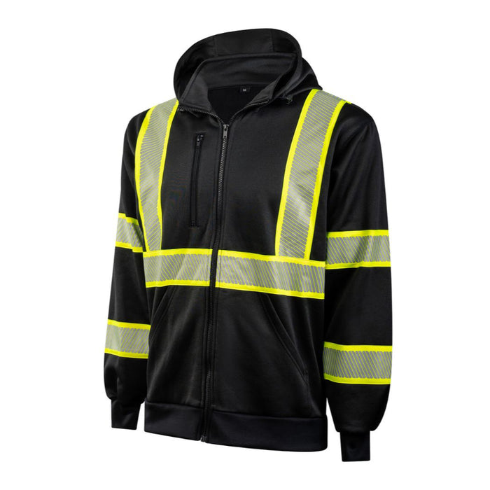 Portwest® Iona Segmented Tape Zipped Safety Hoodie - Black - CB171