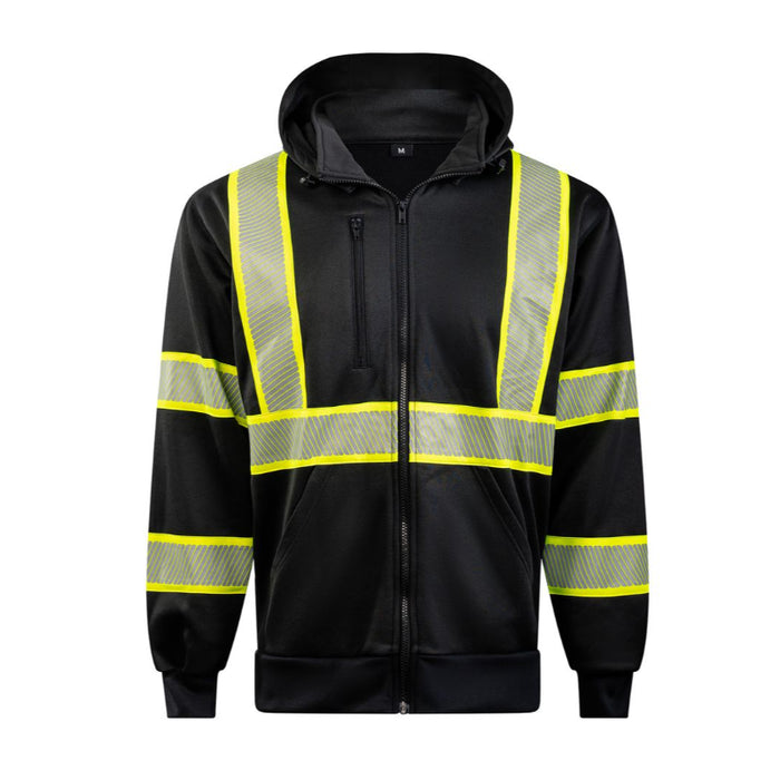 Portwest® Iona Segmented Tape Zipped Safety Hoodie - Black - CB171